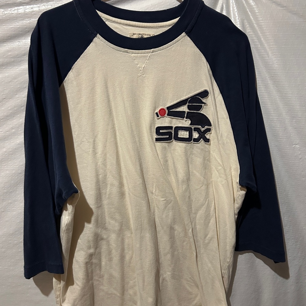 Reebok Blue and Cream Long Sleeve Tee
